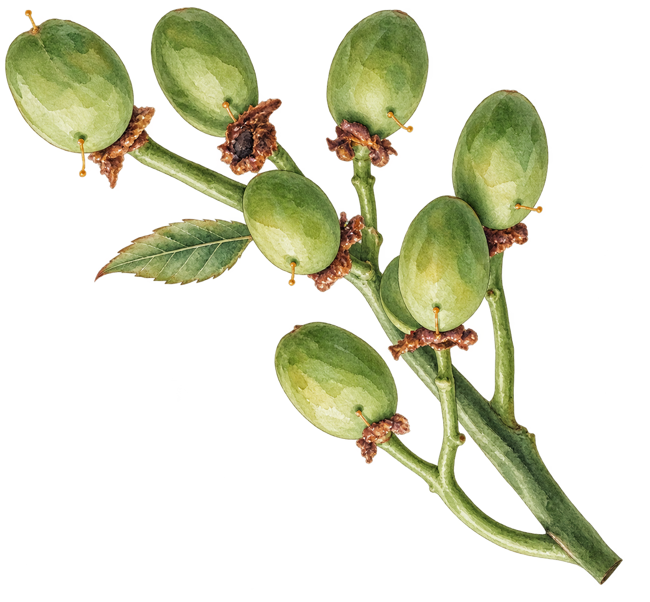 Prinsepia utilis botanical illustration