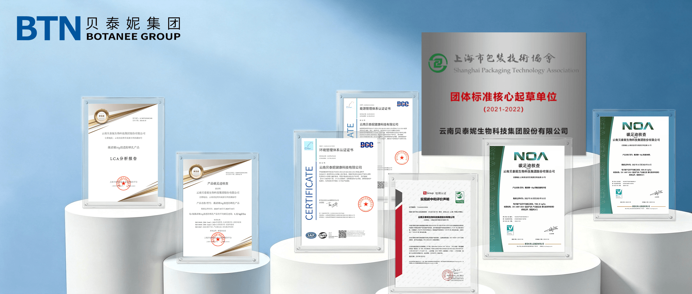 贝泰妮LCA分析报告、产品碳足迹证书、环境与能源管理体系认证及碳足迹核查成果展示
